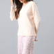 Pijama Escote V Rib Encaje 33466 Cream