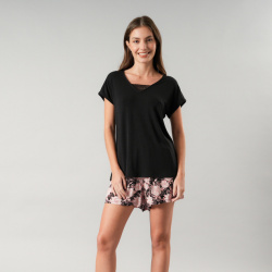 Set Sin Mangas + Short Viscosa 33575 Negro