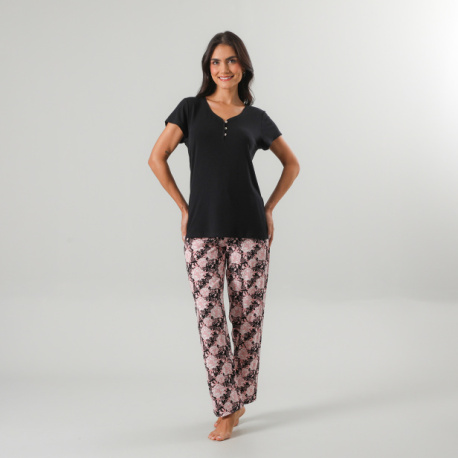 Set Top + Pantalon Viscosa 33577 Negro