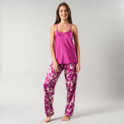 Set Pabilo + Pantalon Satin Print 33593 Berry