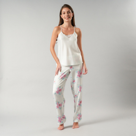 Set Pabilo + Pantalon Satin Print 33593 Blanco