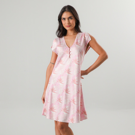 Camisola Amarra Satin Print 33594 Rosa Tostado