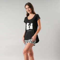 Pijamas Top M. Corta + Short 33556 Negro