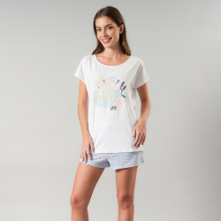 Pijamas Top Cuadrado + Short 33552 Blanco