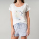 Pijamas Top Cuadrado + Short 33552 Blanco