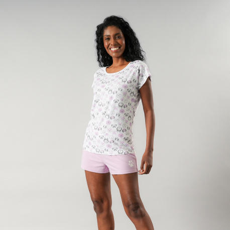 Pijamas Top Cuadrado + Short 33552 Lila